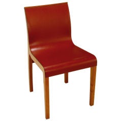 Sculpted Maple & Red Leather Desk Chair