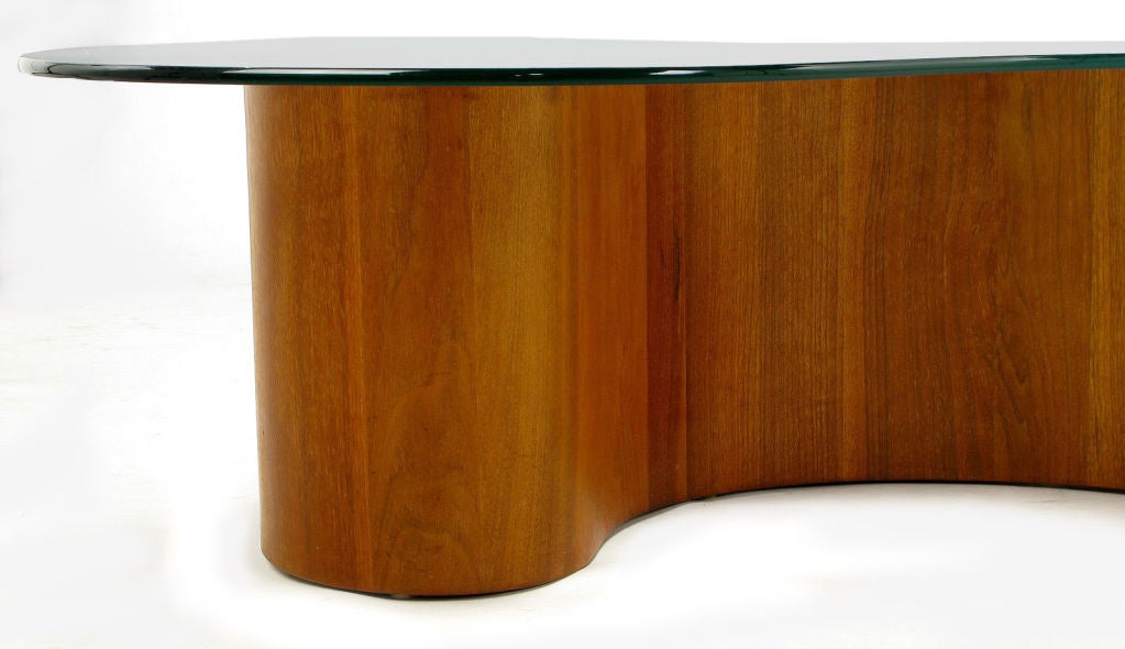 Walnut Apostrophe Form Coffee Table With Glass Top 2