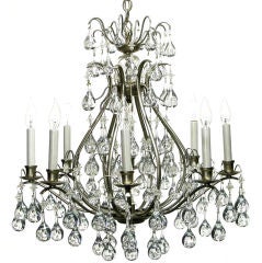 Brushed Nickel & Raindrop Bubble Crystals Eight-Arm Chandelier