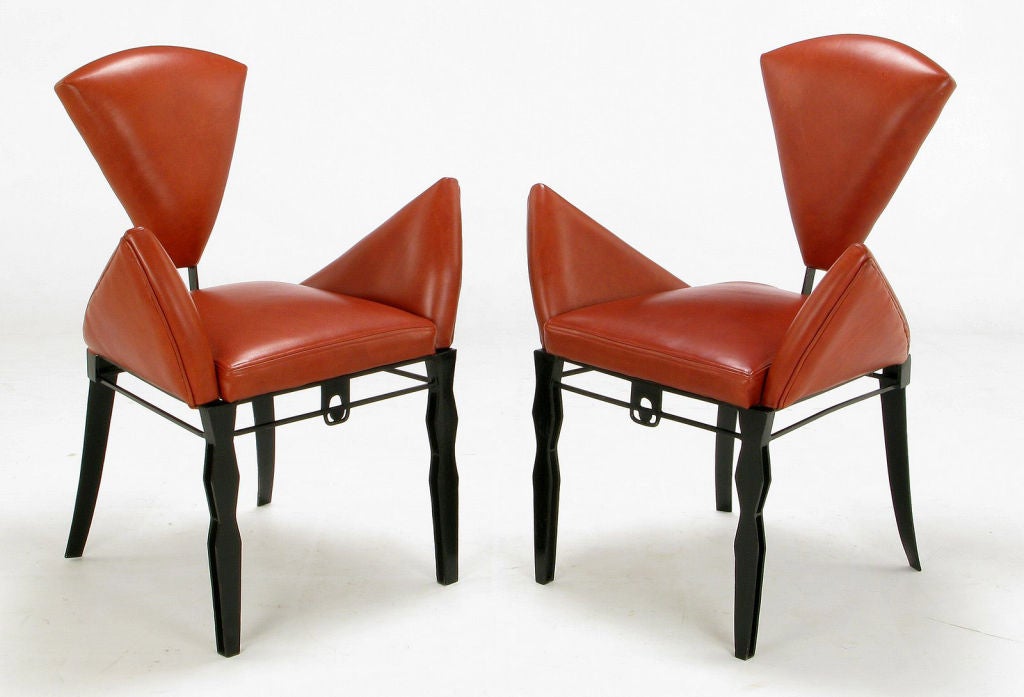 Iron Pair Steel & Leather Vinta Chairs By Joaquin Gasgonia Palencia