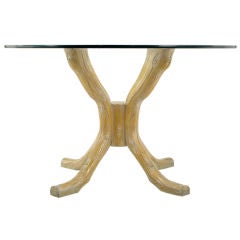 Carved & Lime Washed Faux Bois Dining Table