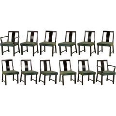 Set Twelve Dark Mahogany Dining Chairs By Edward Wormley