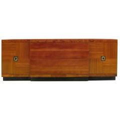 Custom Cabinet Of Burl Walnut & Parquetry Teak Wood