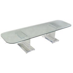 Thick Lucite Base Coffee Table With Rectangular GlassTop