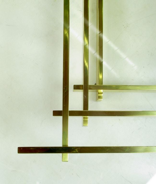Architectural Stacked Solid Brass Bar & Glass Coffee Table 3
