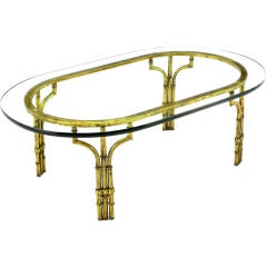 Aged Gilt Chinese Chippendale Bamboo Form Coffee Table