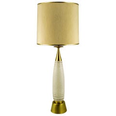 Grand Scale Rembrandt Brass 
Glazed Pottery Table Lamp
