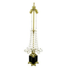 Neoclassical Marbro Brass And Crystal Table Lamp