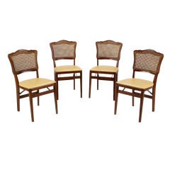 Set Of Four Mahogany, Cane & Leather Regency Folding Chairs 6