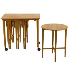 Bertha Schaefer Style Set Four Dropleaf Nesting Tables Plus One