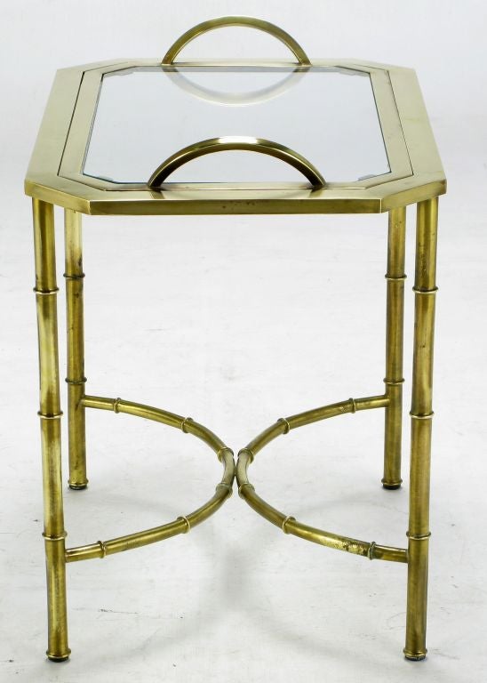 Mid-20th Century Mastercraft. Stylized Brass Bamboo Tray Table
