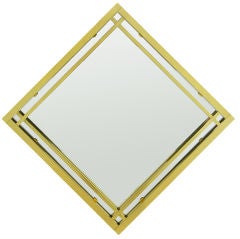 Miroir à double cadre en laiton dans le style de Pierre Cardin