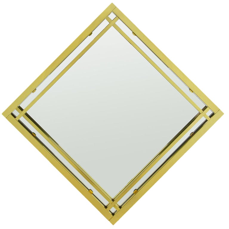Brass Double Framed Mirror In the Style Of Pierre Cardin