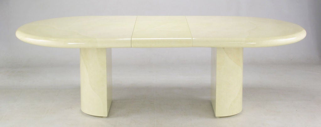 20th Century Karl Springer Style Faux Goatskin Racetrack Oval Dining Table