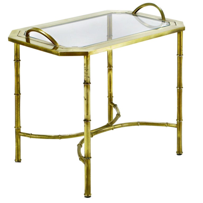 Mastercraft. Stylized Brass Bamboo Tray Table