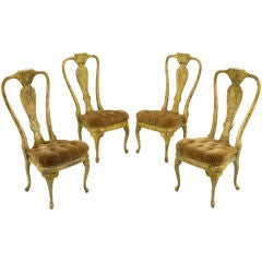 Vintage Set Four Phyllis Morris Oil-Drop Lacquered Queen Anne Chairs