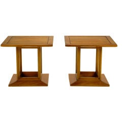 Pair Dorothy Draper Bleached Walnut Side Tables For Heritage