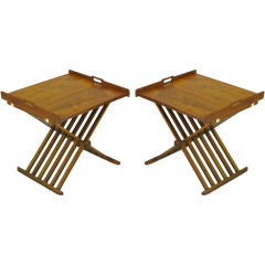 Pair Kipp Stewart Walnut Folding Tray Tables For Drexel