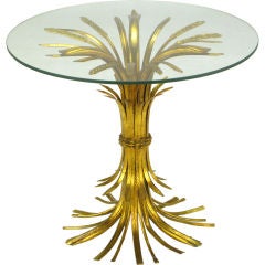 Italian Gilt Metal Sheaf Of Wheat End Table