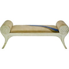 Art Deco Revival Tessellated Stone Rolled-Arm Bench