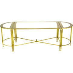 French Brass & Mirror-Edged Glass Three Piece Cocktail Table