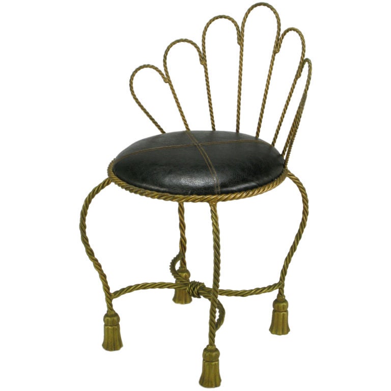 Italian Gilt Brass Rope & Tassel Chair