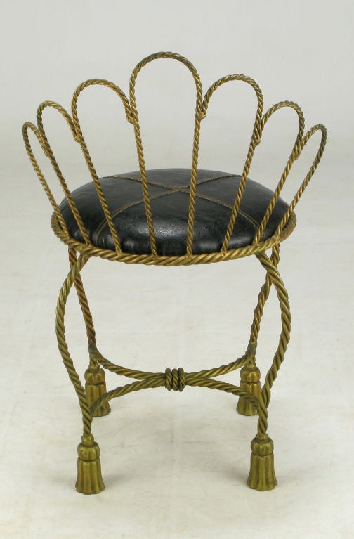 Italian Gilt Brass Rope & Tassel Chair 1