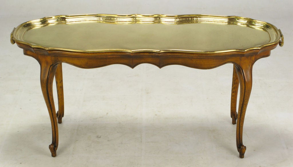 Yale Burge Louis XV Style Coffee Table With Solid Brass Tray