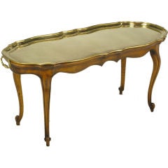 Yale Burge Louis XV Style Coffee Table With Solid Brass Tray
