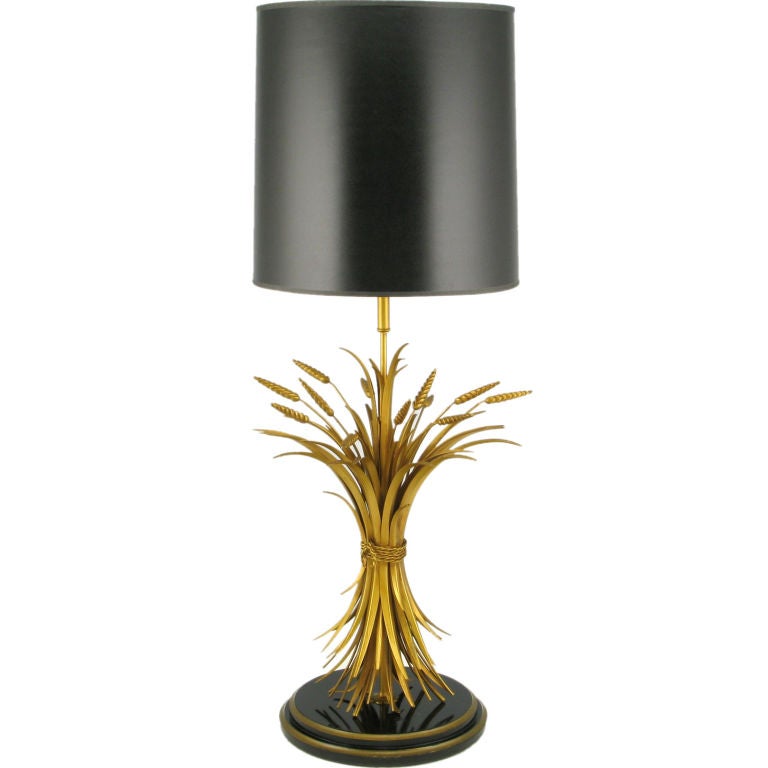 Italian  Gilt Tole Sheaf Of Wheat Table Lamp