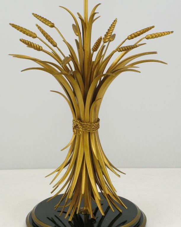 Mid-20th Century Italian  Gilt Tole Sheaf Of Wheat Table Lamp