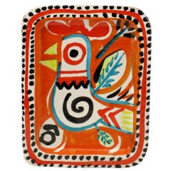 Colorful Italian Majolica Tray Made For Joseph Magnin Co. 10