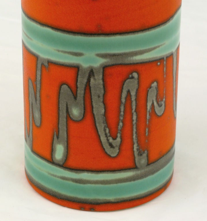 American Royal Haeger Tangerine & Turquoise Abstract Pottery Vase