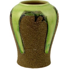 Ginger Jar Shaped Vase In Celery & Rough Sand Glaze 10