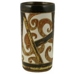 Mary Seyfarth Studio Pottery Vase In Chocolate & Terra Cotta 7