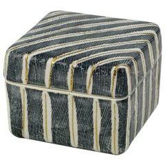 Takashimaya Black 
Gold Striped Japanese Porcelain Box