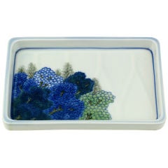 Porcelain Tray With Hand Painted Hydrangeas