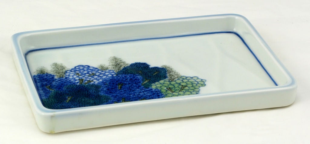 Porcelain Tray With Hand Painted Hydrangeas