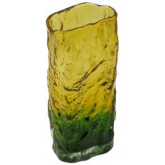 Yellow & Green Bark Glass Vase 9