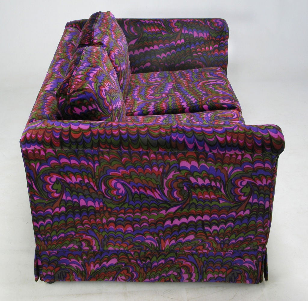 American Jack Lenor Larsen Vivid Velvet Upholstered Settee