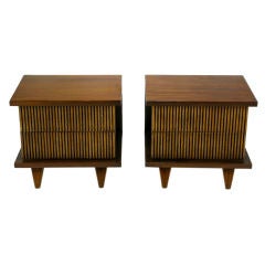 Pair Walnut Night Stands With Pecky Cypress Drawer Fronts