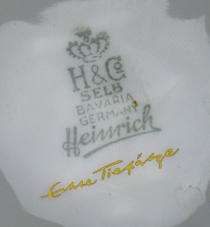 Signed Heinrich German White Porcelain & Gilt Banded Vase 1