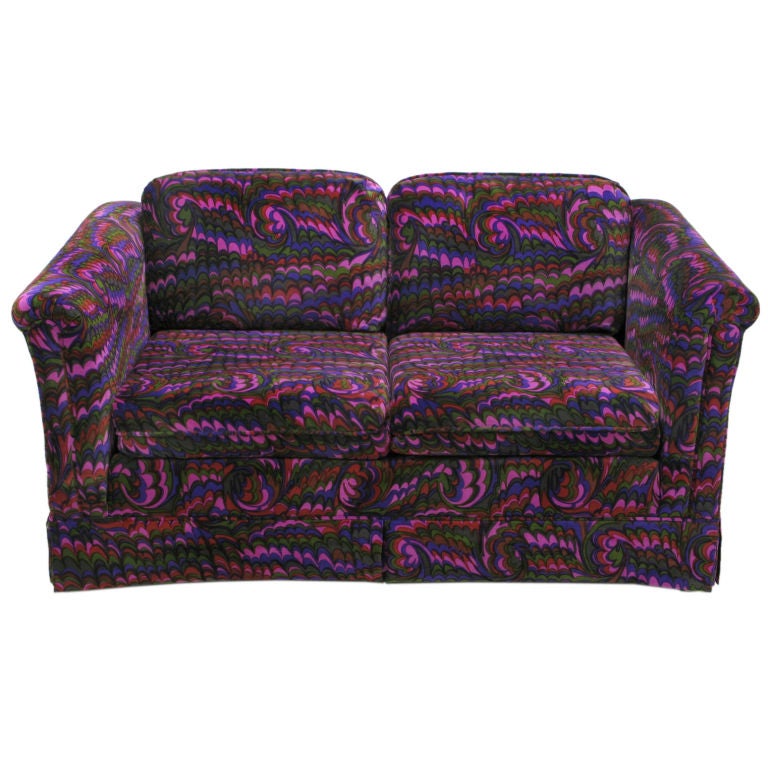 Jack Lenor Larsen Vivid Velvet Upholstered Settee