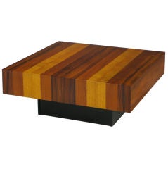 Milo Baughman Style Parquetry Wood Coffee Table