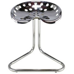 Vintage Cantilevered Chrome Tractor Seat Stool.