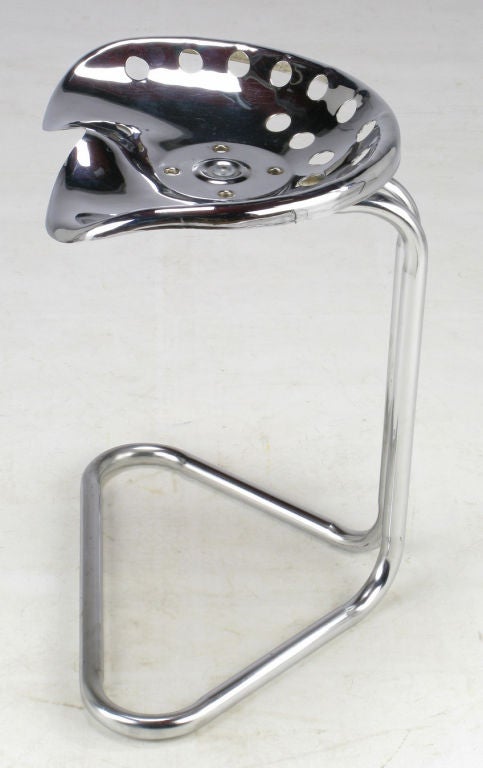 American Cantilevered Chrome Tractor Seat Stool.
