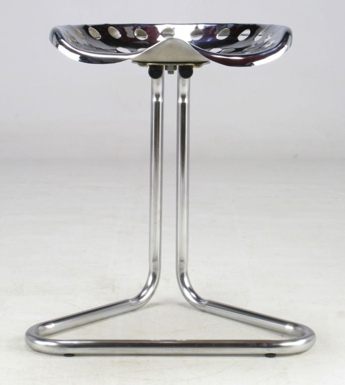 Cantilevered Chrome Tractor Seat Stool. 4