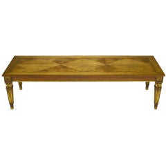 Baker Louis XVI Style Parcel Gilt Parquetry Top Coffee Table