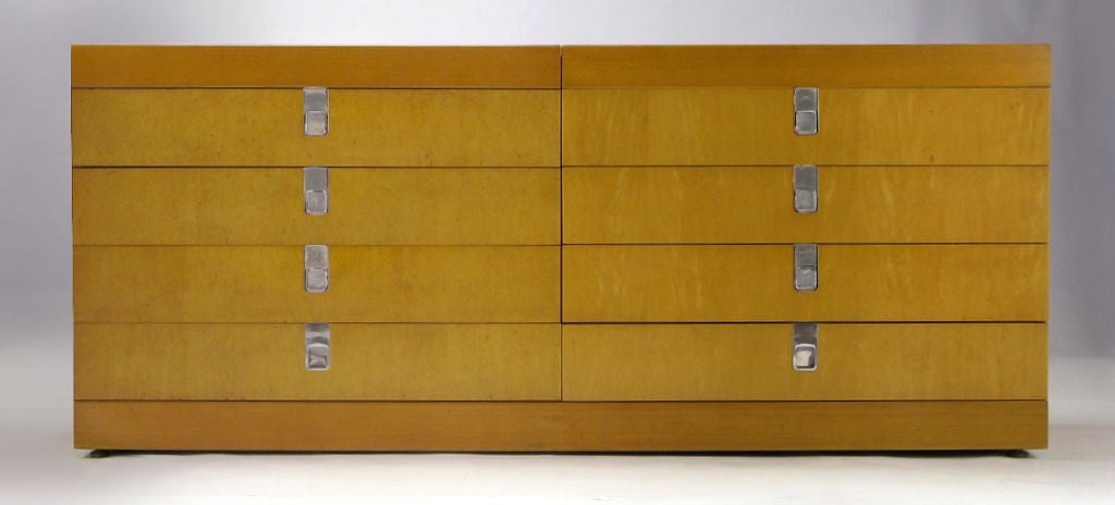 Baker  Birdseye Maple & Birch Wood Modular Eight-Drawer Dresser