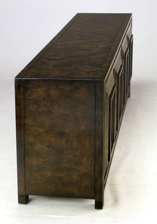 American Burled Amboyna & Brass Sideboard By Mastercraft